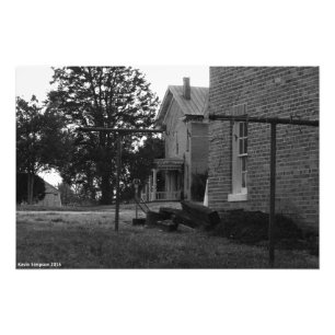 Foto van het Oude Huis Zwart-wit Foto Afdruk