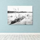 Foto van het Rowing Bemanningsteam van de Universi Canvas Afdruk (Insitu (Houten vloer))