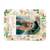 Foto van het roze Floral Greenery Script Girl Afst Magneet (Horizontaal)