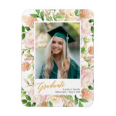 Foto van het roze Floral Greenery Script Girl Afst Magneet (Verticaal)
