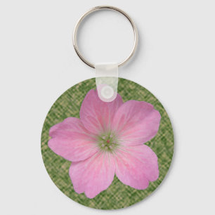 Foto van het roze geranium sleutelhanger