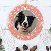 Foto van het roze snowflake Paw Pattern Pet Keramisch Ornament