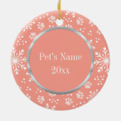 Foto van het roze snowflake Paw Pattern Pet Keramisch Ornament (Achterkant)