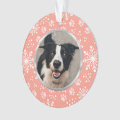 Foto van het roze snowflake Paw Pattern Pet Ornament (voorkant)