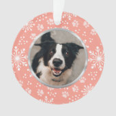 Foto van het roze snowflake Paw Pattern Pet Ornament (voorkant)