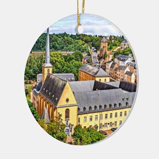 Foto van het stadsgezicht van Luxemburg Keramisch Ornament (Links)