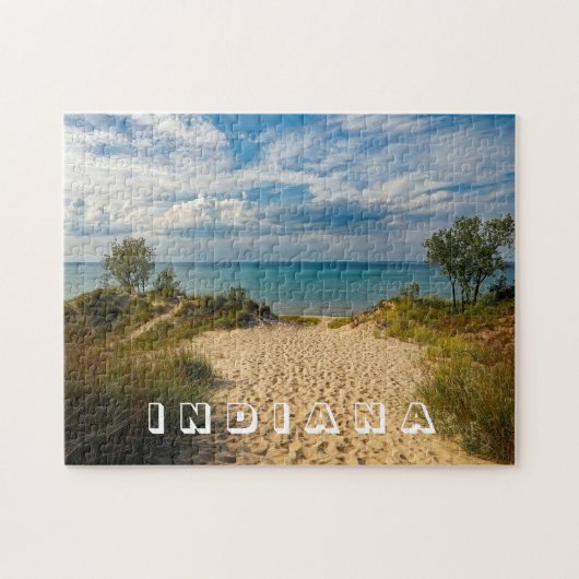 Foto van het strand van Indiana Dunes State Park Legpuzzel (Horizontaal)