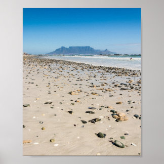 Foto van het strand van Kaapstad en het tafelgeber Poster
