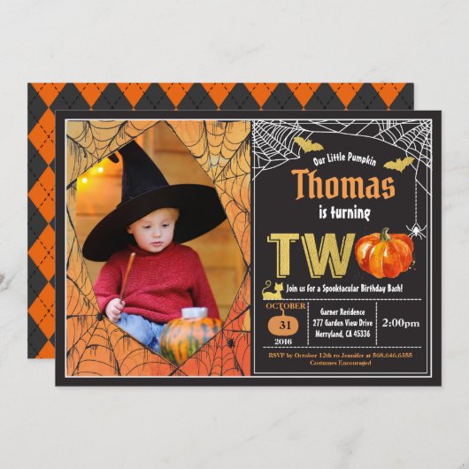 Foto van het tweede verjaardagsfeestje van Hallowe Kaart (Voorkant / Achterkant)