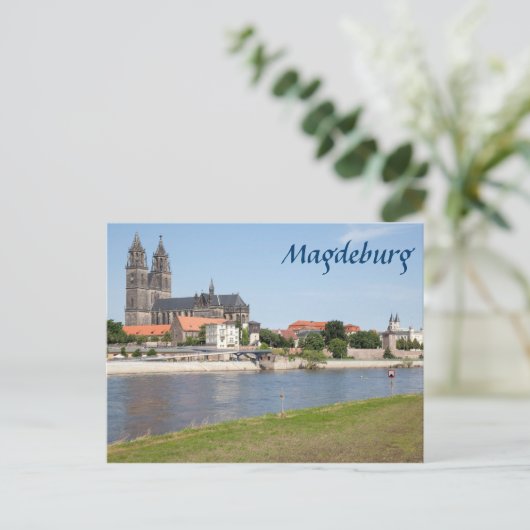 Foto van het uitzicht Magdeburg Briefkaart (Staand voorkant)