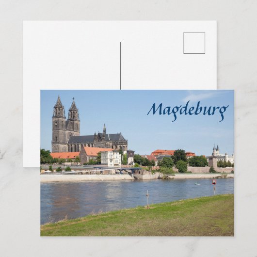 Foto van het uitzicht Magdeburg Briefkaart (Voorkant / Achterkant)