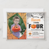 Foto van het vierde verjaardagsfeest op kind Hallo Kaart (Voorkant)