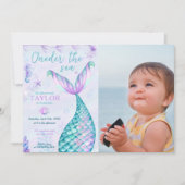 Foto van het Zee Mermaid 1-jarig meisje Foto Kaart (Voorkant)