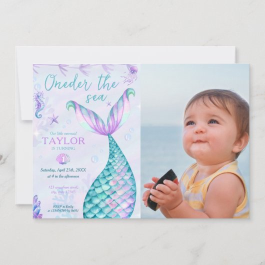 Foto van het Zee Mermaid 1-jarig meisje Foto Kaart (Voorkant)