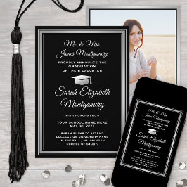 Foto van het zwart-wit Afstuderen van de ouders Aankondiging