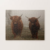 Foto van Highland Cattle Fog Legpuzzel (Horizontaal)