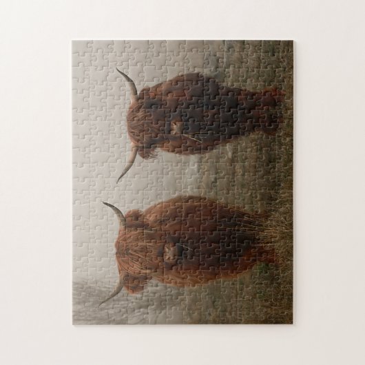 Foto van Highland Cattle Fog Legpuzzel (Verticaal)