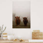 Foto van Highland Cattle Fog Poster (Keuken)