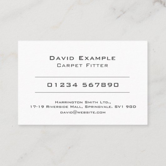 Foto van Holder on a Carpet Fitter Visitekaartje (Achterkant)
