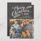 Foto van Holly en Berries Merry Kerstfeestay Feestdagenkaart (Voorkant / Achterkant)