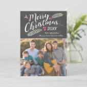 Foto van Holly en Berries Merry Kerstfeestay Feestdagenkaart (Staand voorkant)
