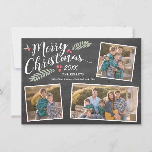 Foto van Holly en Berries met drie kerst Feestdagenkaart (Voorkant)
