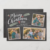 Foto van Holly en Berries met drie kerst Feestdagenkaart (Voorkant / Achterkant)