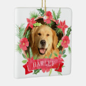 Foto van hond met bloemkrans keramisch ornament (Rechts)