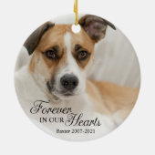 Foto van hond voor altijd in onze harten keramisch ornament (Achterkant)