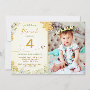 Foto van Honey Bee Wildflower Girl Birthday Kaart