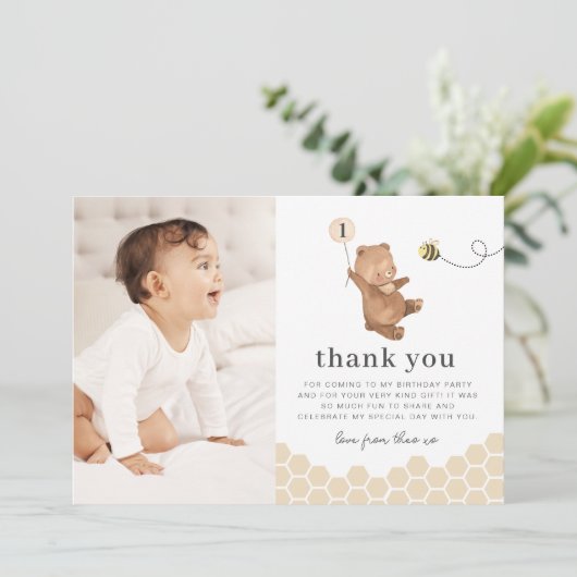 Foto van Honey Beer First Bee Day Hartelijk dank Kaart (Staand voorkant)