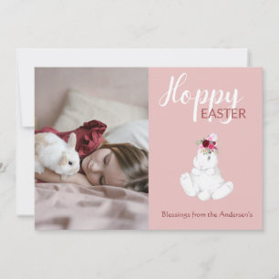 Foto van Hoppy Easter Bunny Floral Feestdagenkaart