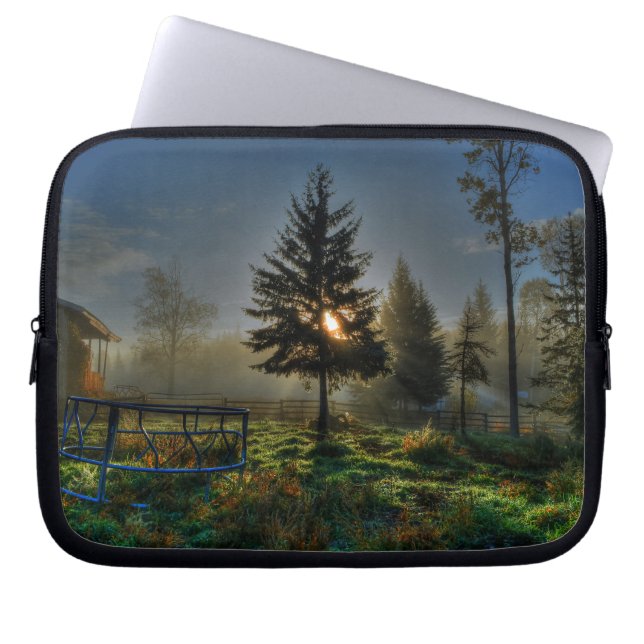 Foto van Horse Ranch Sunrise Natuur Laptop Sleeve (Voorkant)