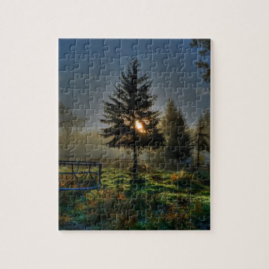 Foto van Horse Ranch Sunrise Natuur Legpuzzel (Verticaal)