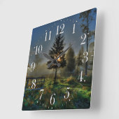 Foto van Horse Ranch Sunrise Natuur Vierkante Klok (Hoek)