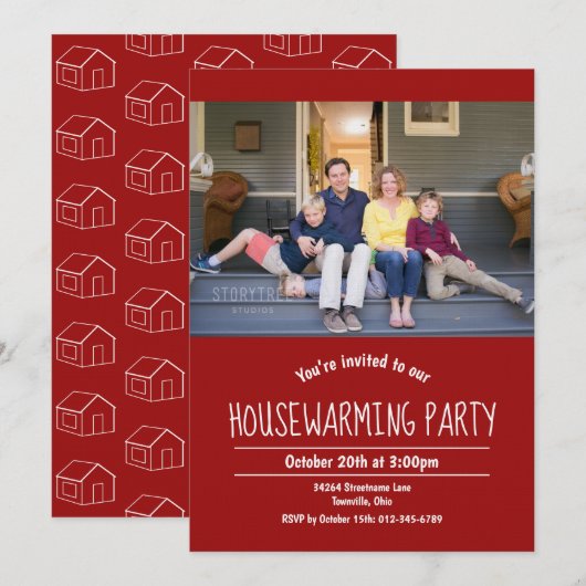 Foto van Housewarming Red Uitnodiging (Voorkant / Achterkant)