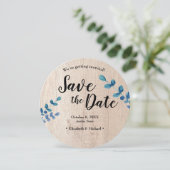 Foto van hout en eucalyptus Verloving Sla datum op Kaart (Staand voorkant)