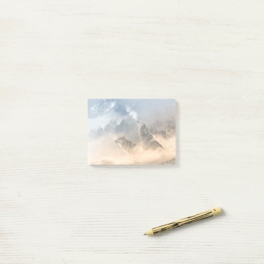 Foto van Howling Wolves Natuur Post-it® Notes (Op bureau)