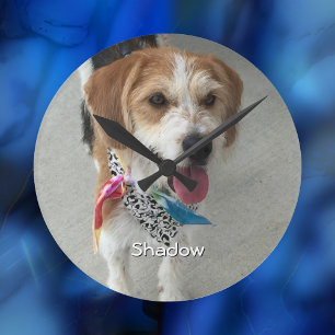 Foto van huisdier of kind & naam ronde klok