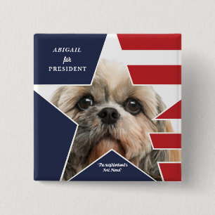 Foto van huisdier presidentiële verkiezingen 2024  vierkante button 5,1 cm