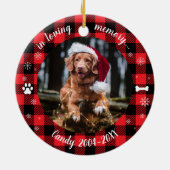 Foto van huisdierherdenking met Buffalo Check in l Keramisch Ornament (Achterkant)