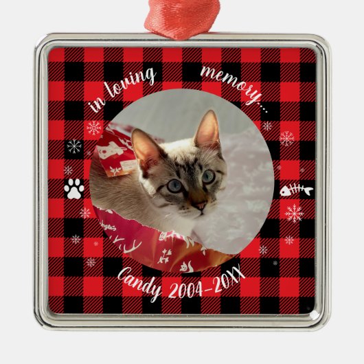Foto van huisdierherdenking met liefdevolle herinn metalen ornament (Voorkant)