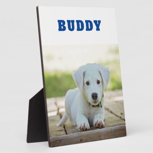 Foto van huisdierhond Aangepaste naam als aandenke Fotoplaat (Zijkant)