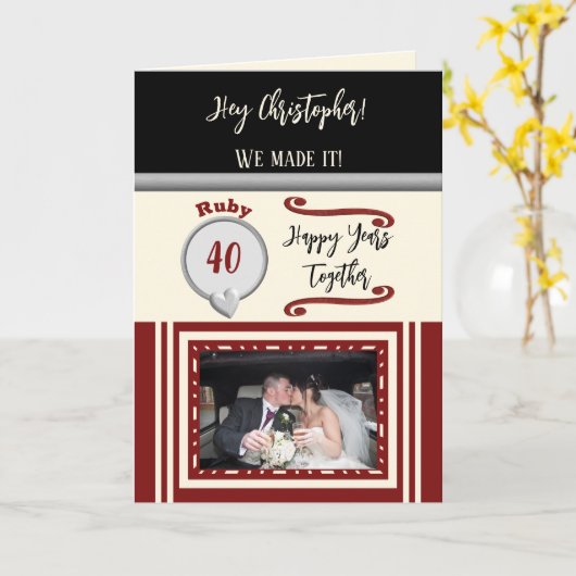 Foto van Husband ruby, foto van zwarte crème van 4 Kaart (Gele Bloem)