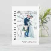 Foto van huwelijk en huwelijk feestdagenkaart (Staand voorkant)