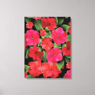 Foto van Impatiens Flowers Canvas Afdruk