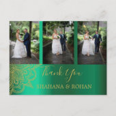 Foto van Indian Style Green Gold Weddenschap Harte Briefkaart (Voorkant)