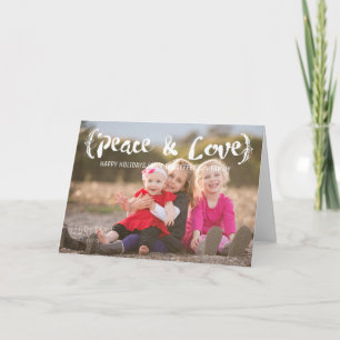 Foto van Ivory Elegant Sketted Peace & Love Holida Feestdagen Kaart