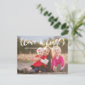 Foto van Ivory Elegant Sketting Love & Light Holid Feestdagenkaart (Staand voorkant)