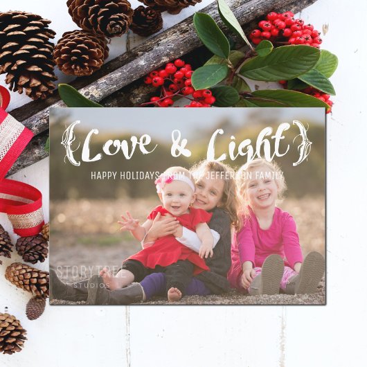 Foto van Ivory Elegant Sketting Love & Light Holid Feestdagenkaart